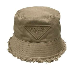 Prada Beige Frayed Bucket Hat
